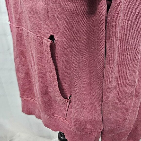 Arizona Jean Co Mauve Distressed Smiley Face Happiness Grunge Rave Hoodie M - Picture 12 of 16